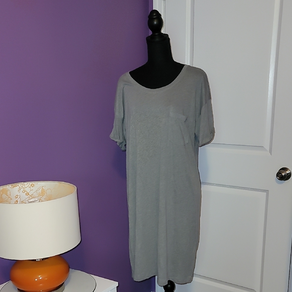 J. Crew Heather Gray One Pocjet T-Shirt Dress Sz: L NWT - Picture 3 of 8